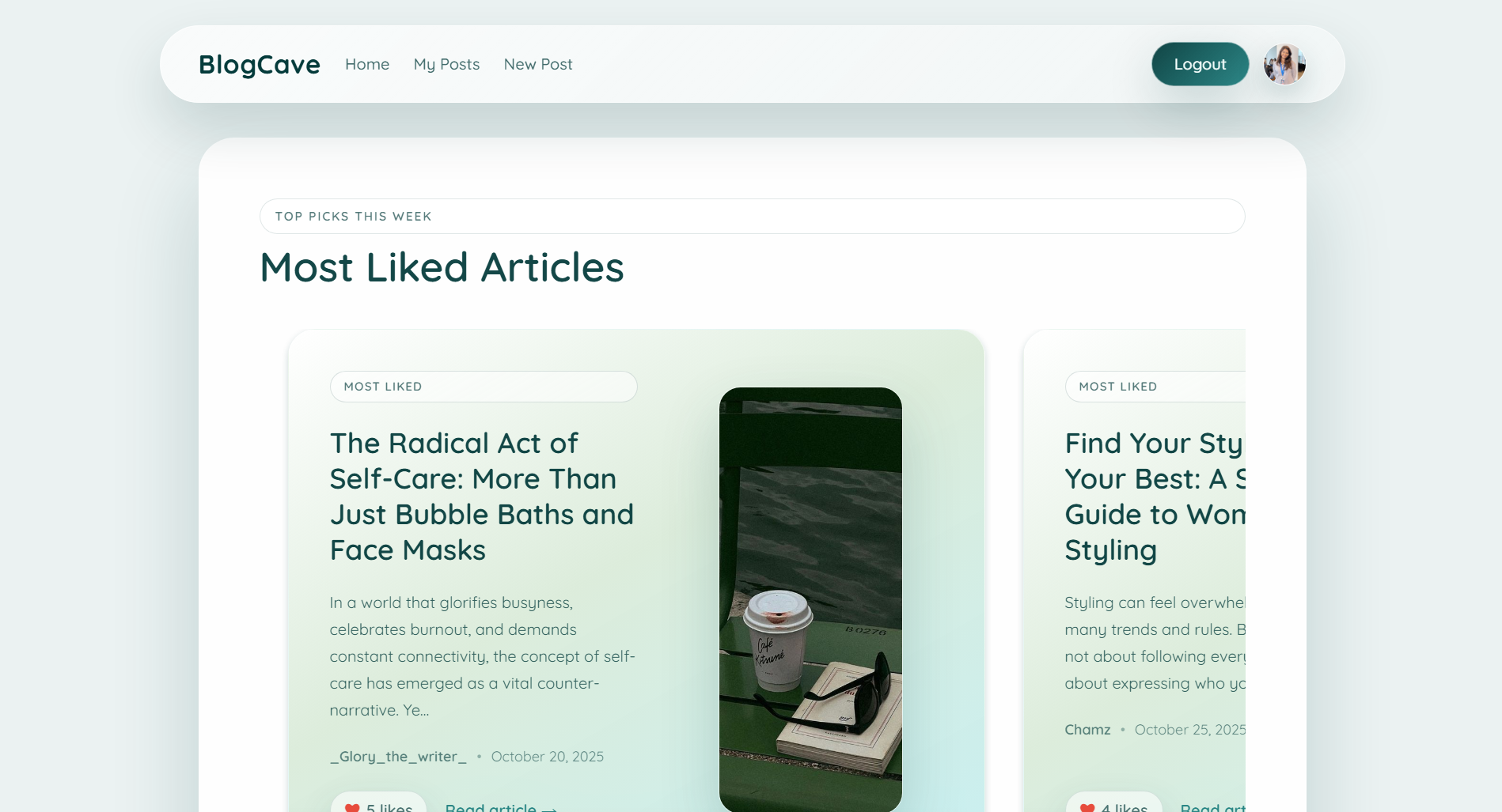 BlogCave publishing interface